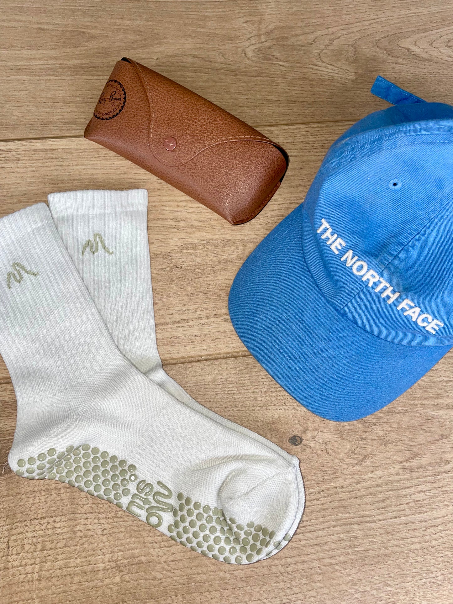 White Linen Grip Socks